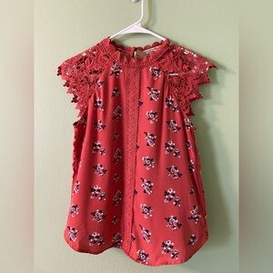 Women’s Chance or Fate Crimson Lace Detail Top
